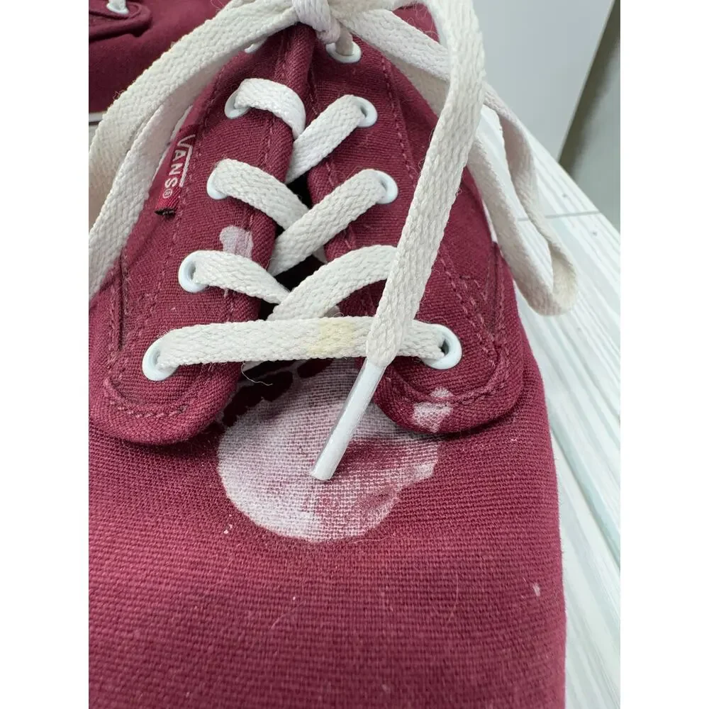 Van's Low Top Lace Up Women's Red Sneakers‎ Size 11 Casual Canvas Shoes